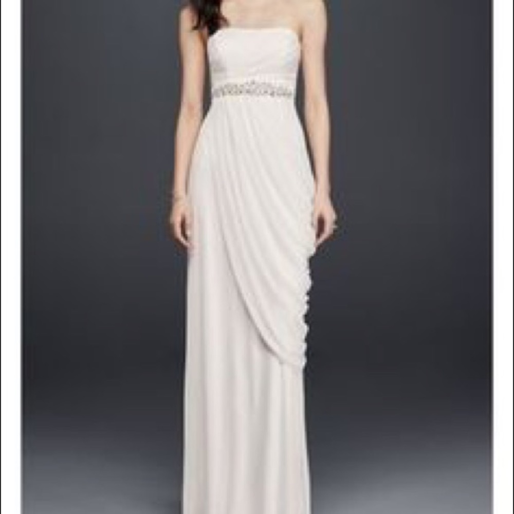 Sheath Wedding Dress with Beading and Side Drape